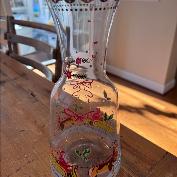 Anthropologie Festive Glass Carafe with Red and Gold Accents - Picture 5 of 5